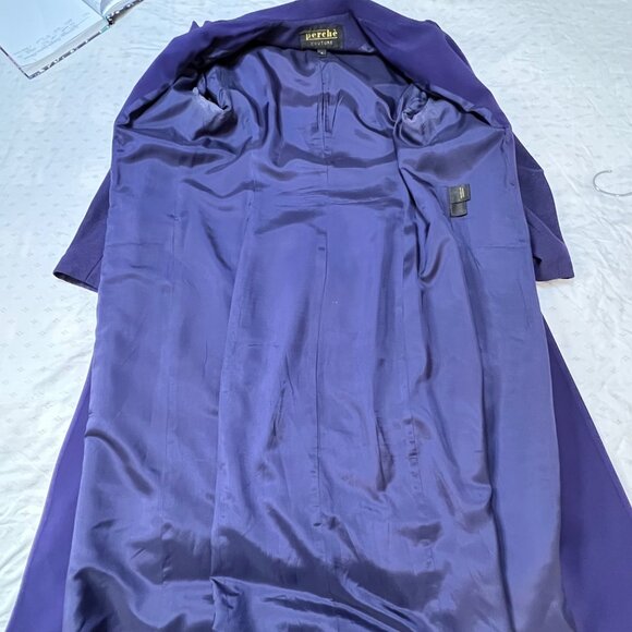 Perchè Couture Womens Purple Long Coat & Skirt Set Size 12 Career Professional - Picture 15 of 16